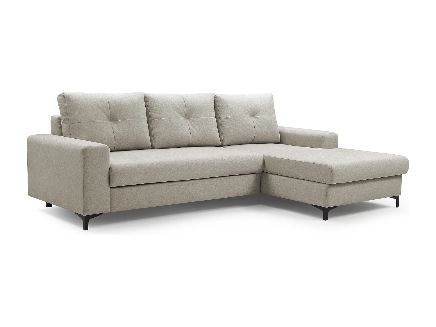 Ecksofa AVRA mit Schlaffunktion, Stauraum, rechte Seite, 251x165x85 cm, Farbe: WEISS