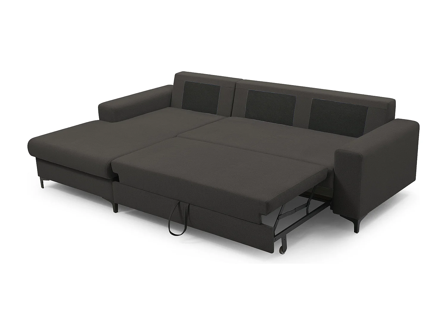 Narożnik AVRA, funkcja spania, pojemnik, lewa strona, 251x165x85 cm, kolor: GRAFIT