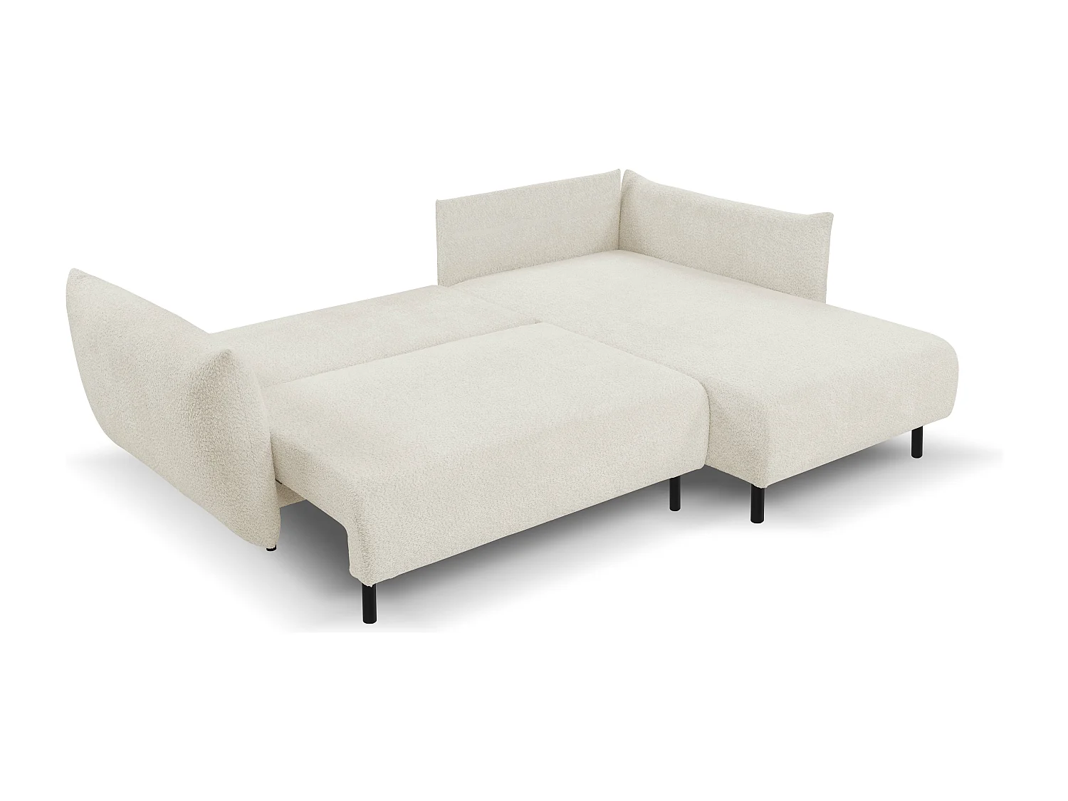 Ecksofa ADEL mit Schlaffunktion und Bettkasten – L-Form, Metallfüße, verstellbar, 145x212cm, 257x90x171cm BEIGE RECHTS