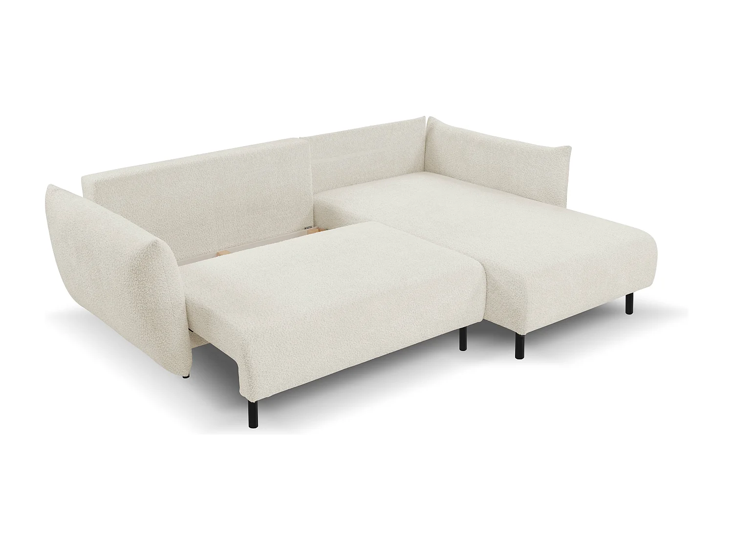 Ecksofa ADEL mit Schlaffunktion und Bettkasten – L-Form, Metallfüße, verstellbar, 145x212cm, 257x90x171cm BEIGE RECHTS