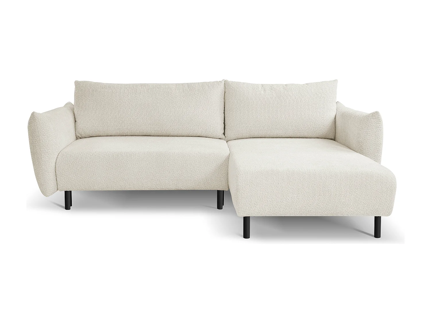 Hoekbank ADEL met slaapfunctie en opbergruimte – L-vorm, metalen poten, verstelbaar, 145x212 cm, 257x90x171 cm, BEIGE RECHTS