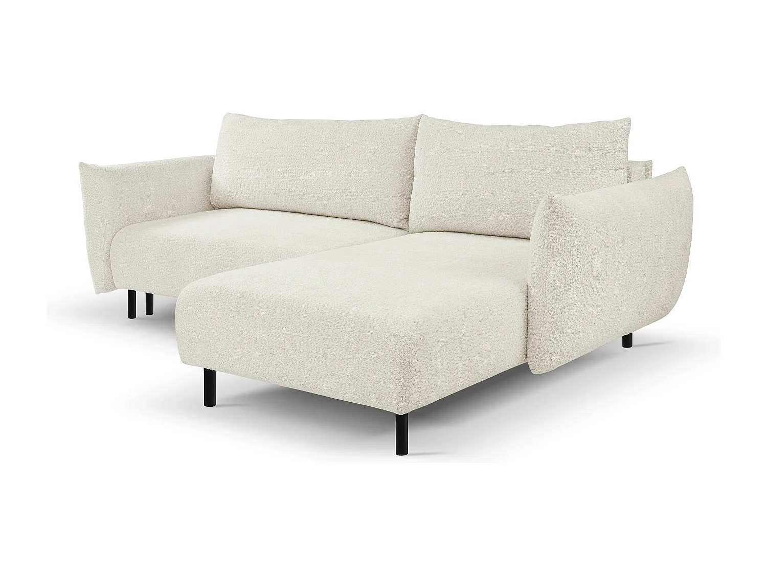 Hoekbank ADEL met slaapfunctie en opbergruimte – L-vorm, metalen poten, verstelbaar, 145x212 cm, 257x90x171 cm, BEIGE RECHTS