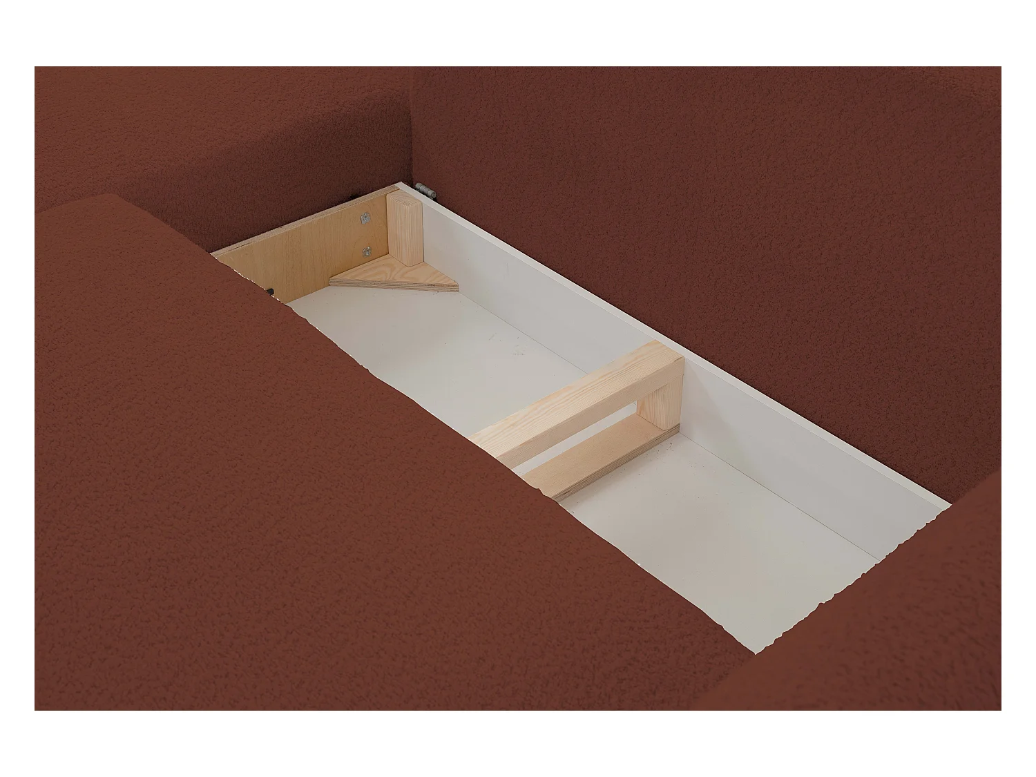 Canapé d'angle ADEL convertible avec coffre - Disposition L, pieds métalliques, configuration réglable, bordeaux droit 145x212cm, 257x90x171cm