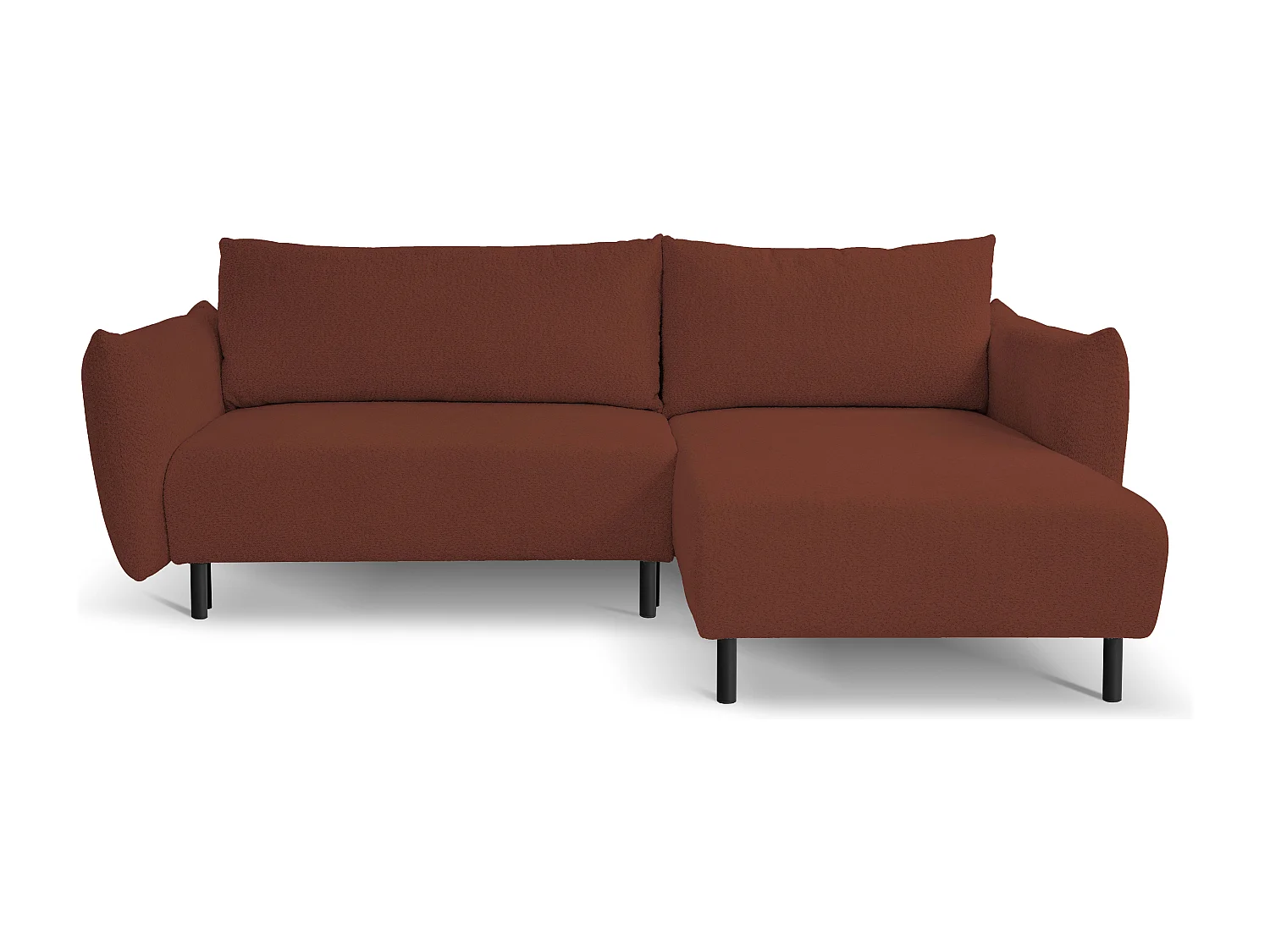 Canapé d'angle ADEL convertible avec coffre - Disposition L, pieds métalliques, configuration réglable, bordeaux droit 145x212cm, 257x90x171cm