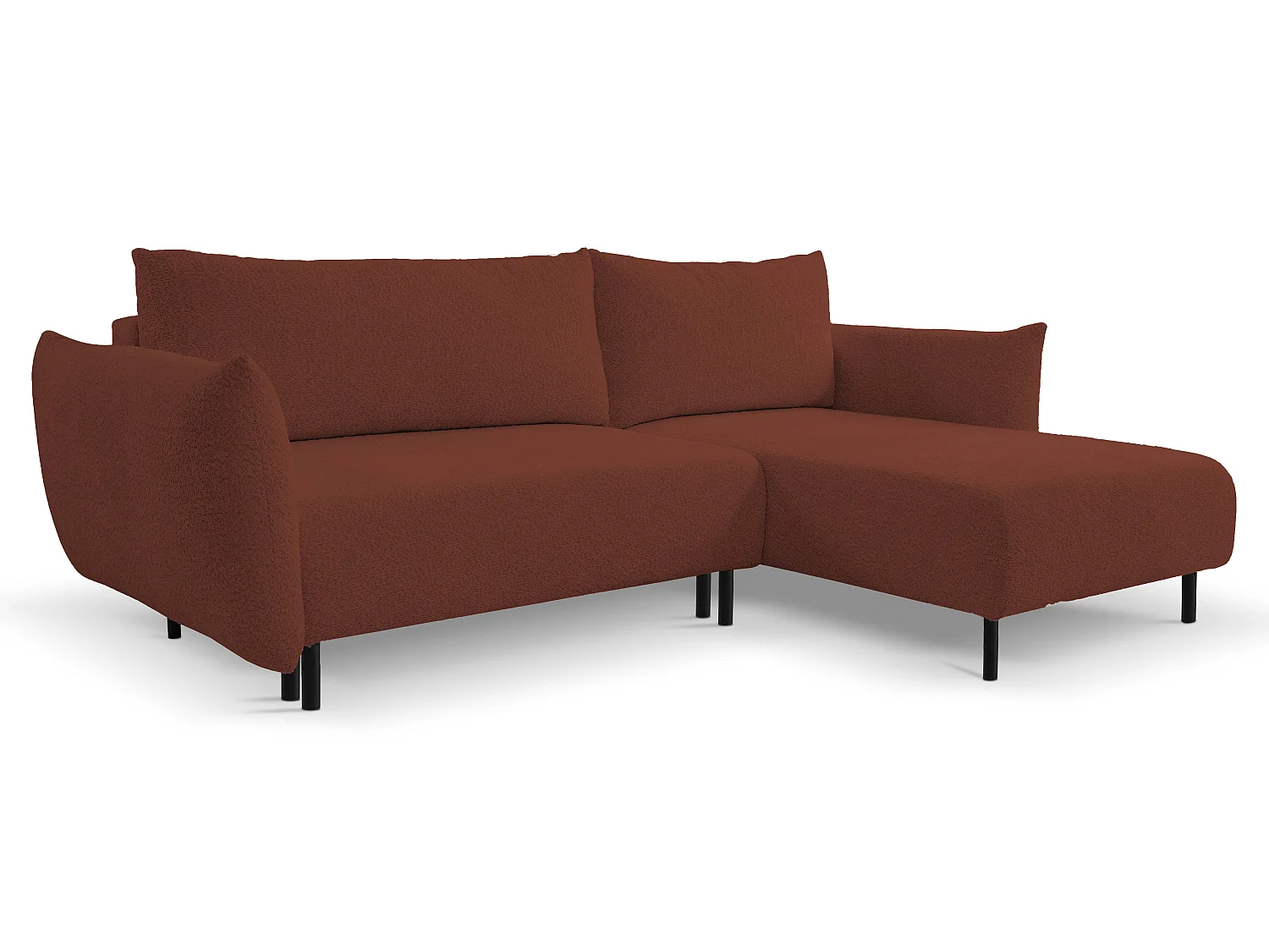 Hoekbank ADEL met slaapfunctie en opbergruimte – L-vorm, metalen poten, verstelbaar, 145x212 cm, 257x90x171 cm, BORDEAUX RECHTS