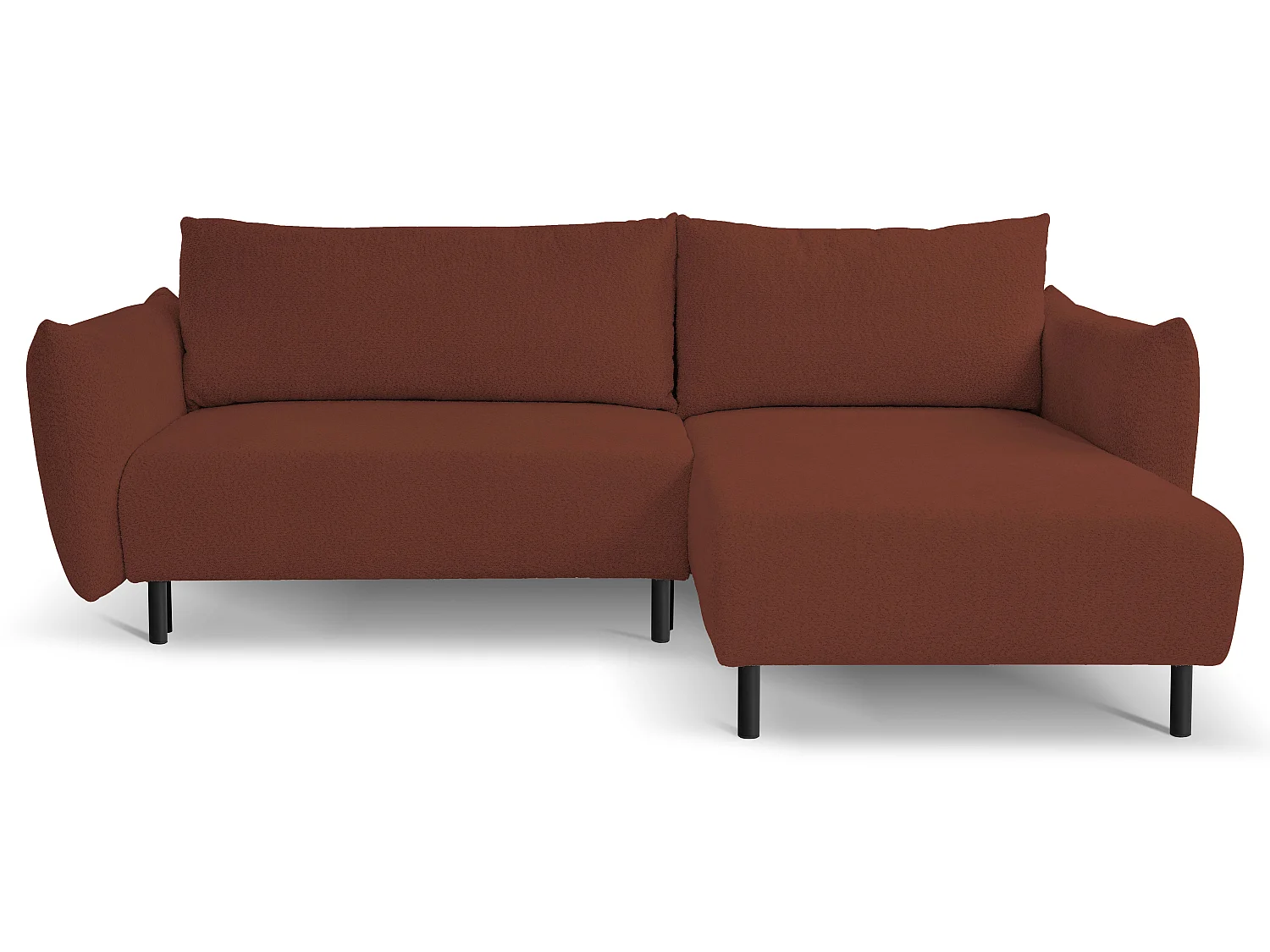 Hoekbank ADEL met slaapfunctie en opbergruimte – L-vorm, metalen poten, verstelbaar, 145x212 cm, 257x90x171 cm, BORDEAUX RECHTS