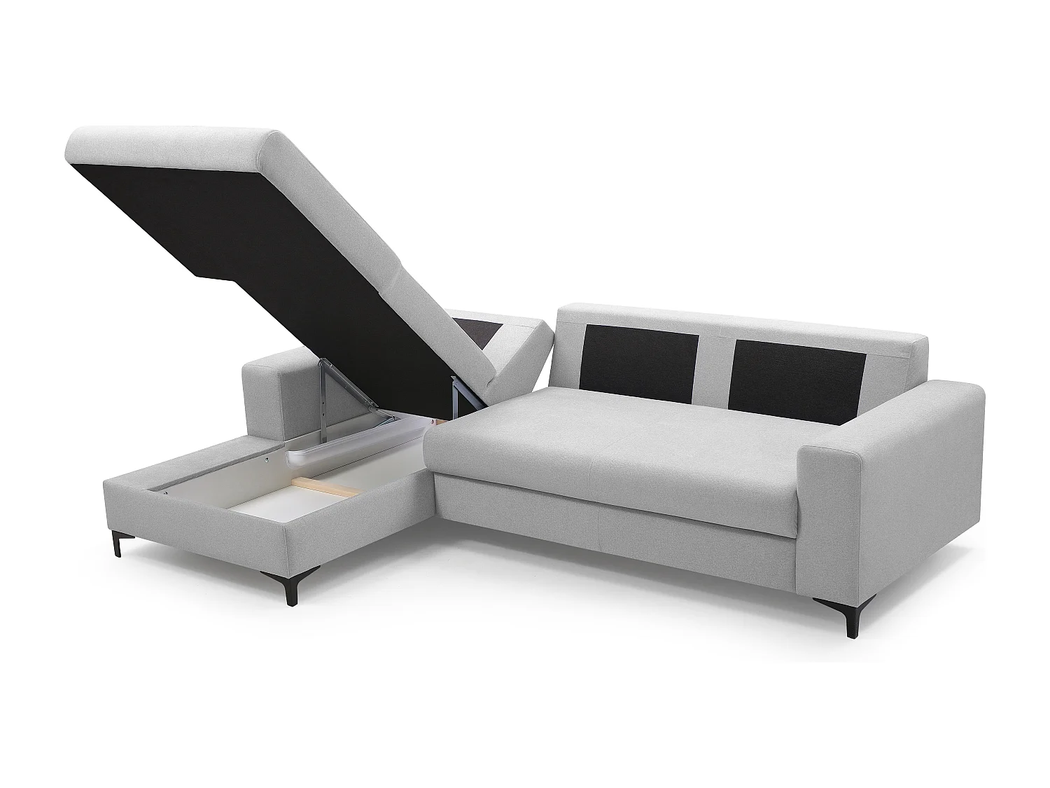 Ecksofa AVRA mit Schlaffunktion, Stauraum, linke Seite, 251x165x85 cm, Farbe: GRAU