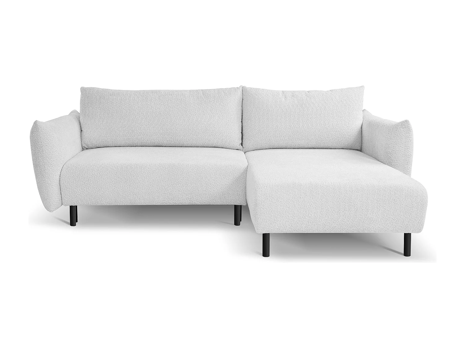 Ecksofa ADEL mit Schlaffunktion und Bettkasten – L-Form, Metallfüße, verstellbar, 145x212cm, 257x90x171cm SILBER RECHTS