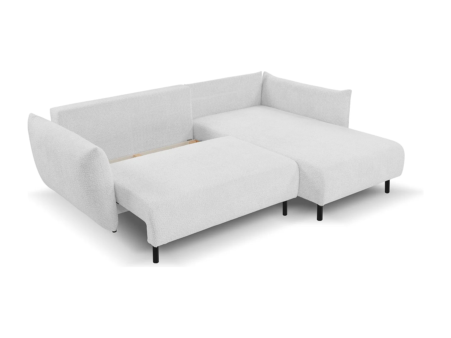 Ecksofa ADEL mit Schlaffunktion und Bettkasten – L-Form, Metallfüße, verstellbar, 145x212cm, 257x90x171cm SILBER RECHTS