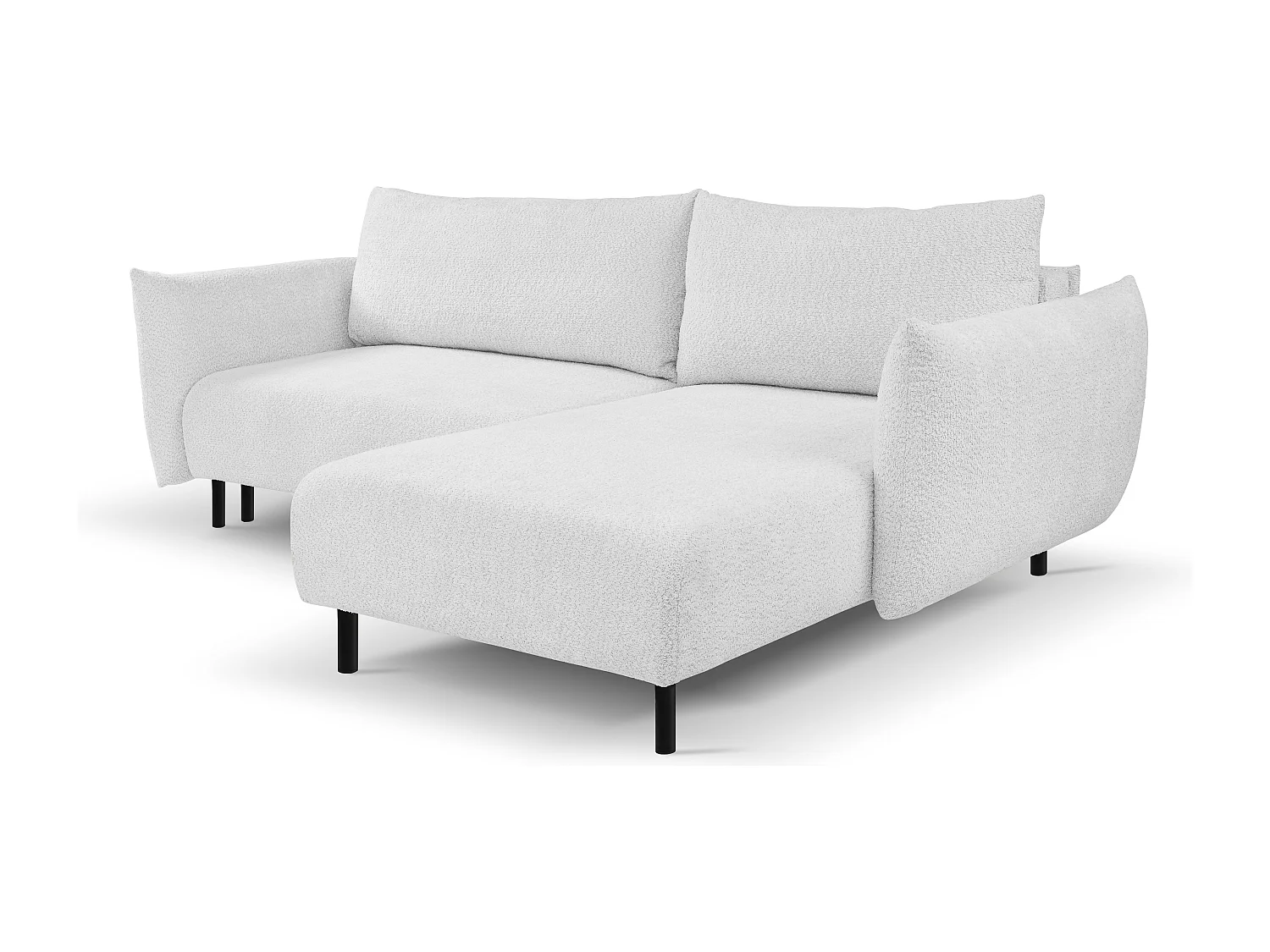 Ecksofa ADEL mit Schlaffunktion und Bettkasten – L-Form, Metallfüße, verstellbar, 145x212cm, 257x90x171cm SILBER RECHTS