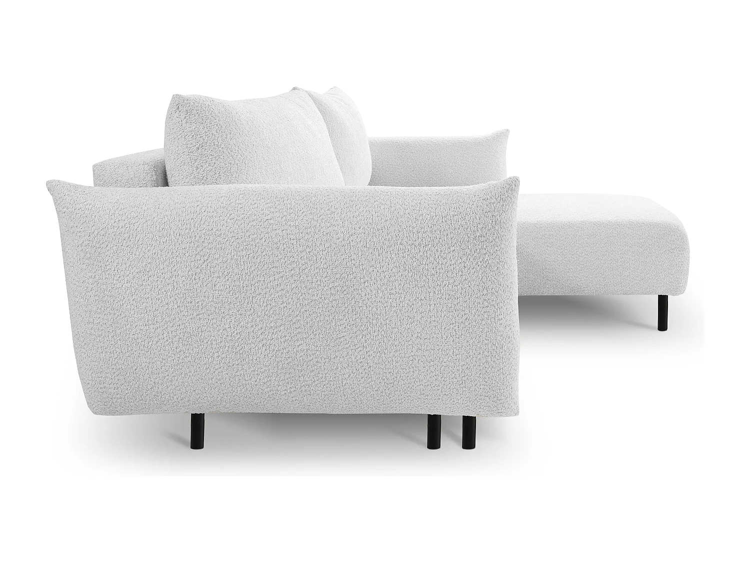 Ecksofa ADEL mit Schlaffunktion und Bettkasten – L-Form, Metallfüße, verstellbar, 145x212cm, 257x90x171cm SILBER RECHTS