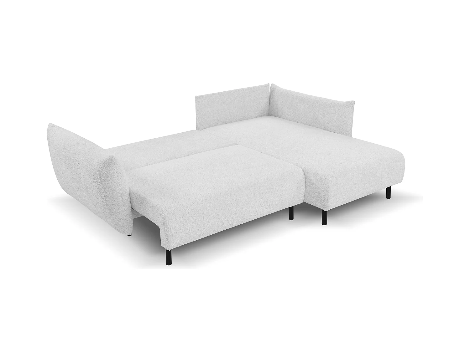 Canapé d'angle ADEL convertible avec coffre - Disposition L, pieds métalliques, configuration réglable, argenté droit 145x212cm, 257x90x171cm