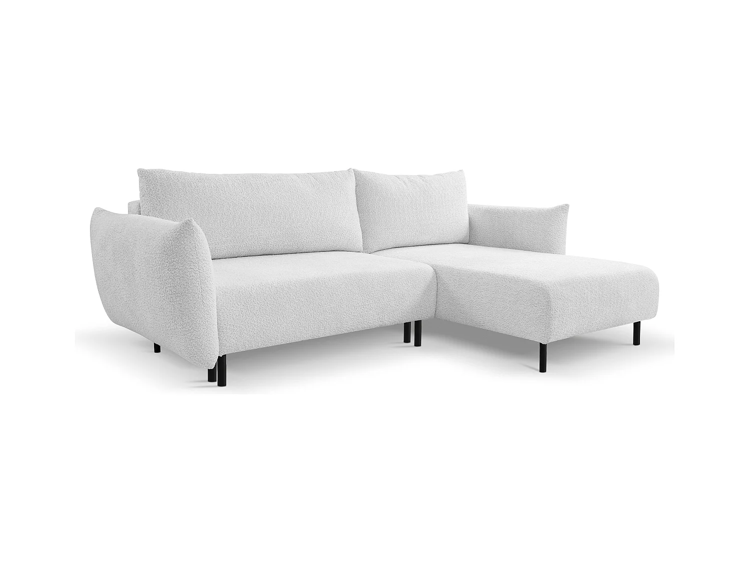 Canapé d'angle ADEL convertible avec coffre - Disposition L, pieds métalliques, configuration réglable, argenté droit 145x212cm, 257x90x171cm