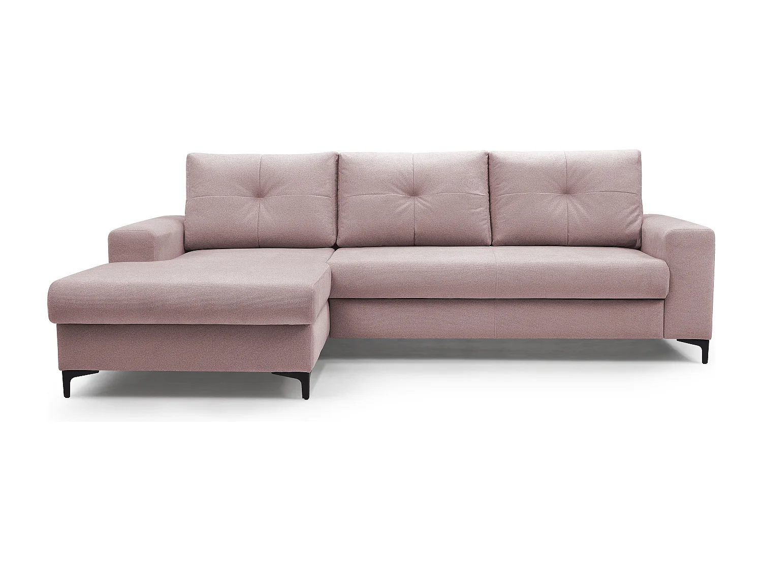 Ecksofa AVRA mit Schlaffunktion, Stauraum, linke Seite, 251x165x85 cm, Farbe: ROSA