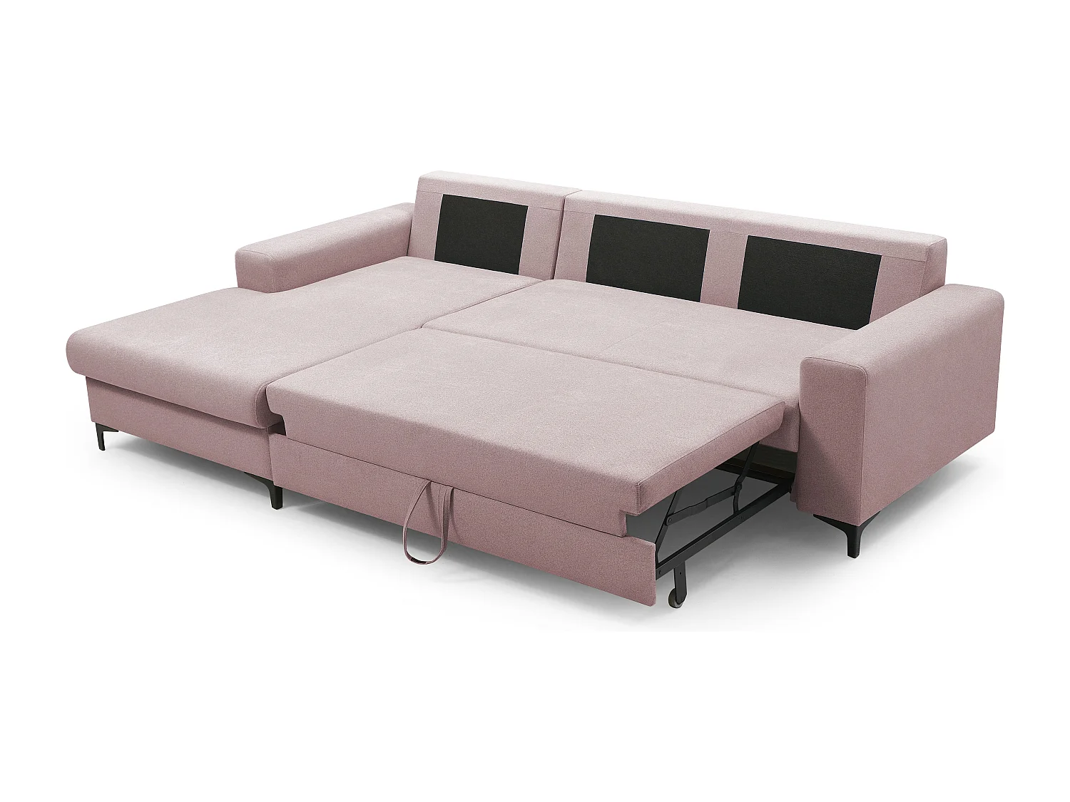 Ecksofa AVRA mit Schlaffunktion, Stauraum, linke Seite, 251x165x85 cm, Farbe: ROSA