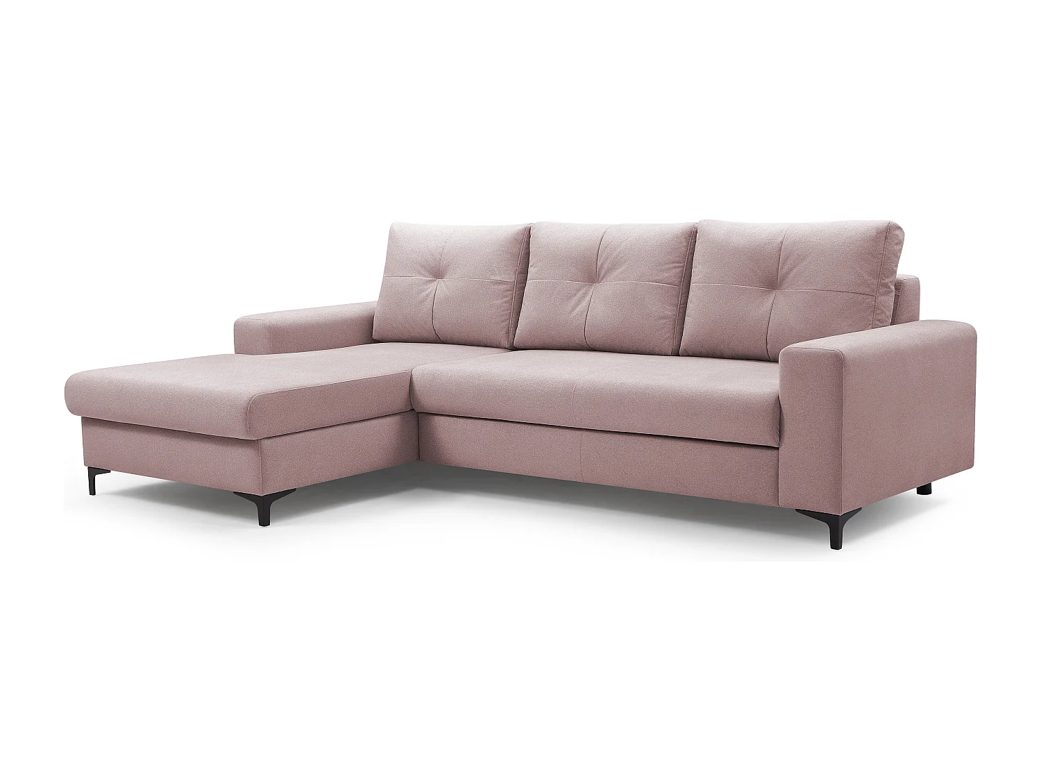 Ecksofa AVRA mit Schlaffunktion, Stauraum, linke Seite, 251x165x85 cm, Farbe: ROSA