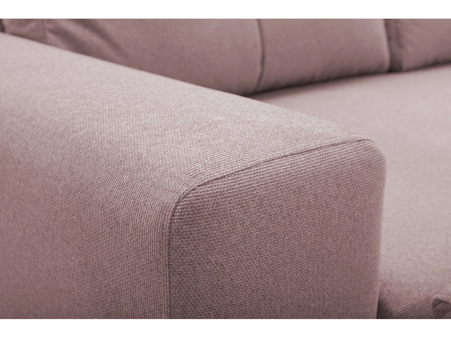 Hoekbank AVRA – Slaapfunctie, opbergruimte, linkerzijde, 251x165x85 cm, kleur: POEDERROZE