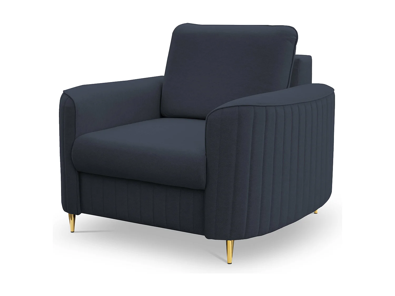 Stylowy Fotel LAREN Nowoczesny z Metalowymi Nogami W pełni Tapicerowane Oparcie Pianka PUR dla Najwyższego Komfortu 100x85x94cm GRANATOWY