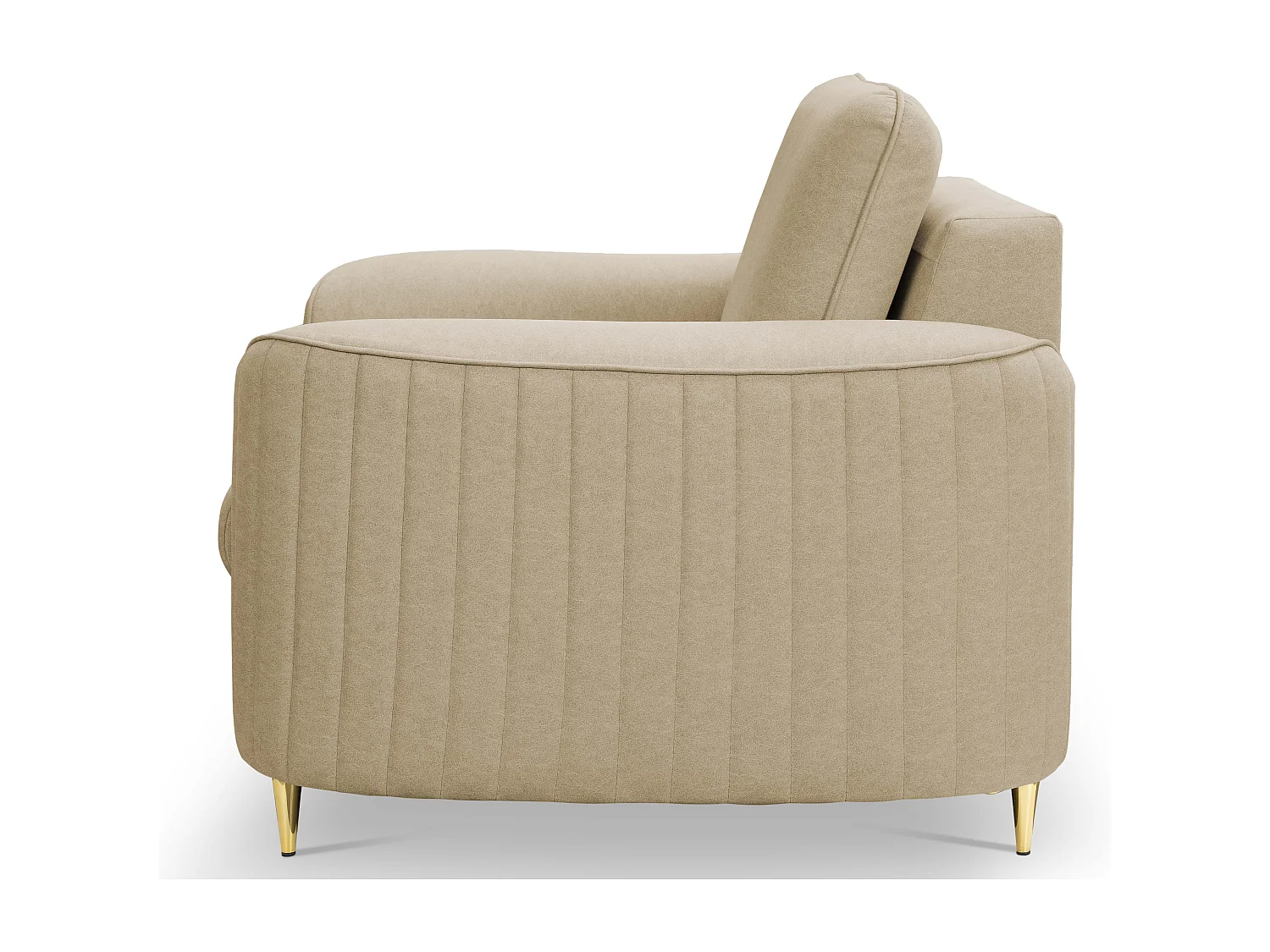 Stijlvolle Fauteuil LAREN Modern met Metalen Poten Volledig Bekleed Rugleuning PUR-Schuim voor Optimaal Comfort 100x85x94cm BEIGE