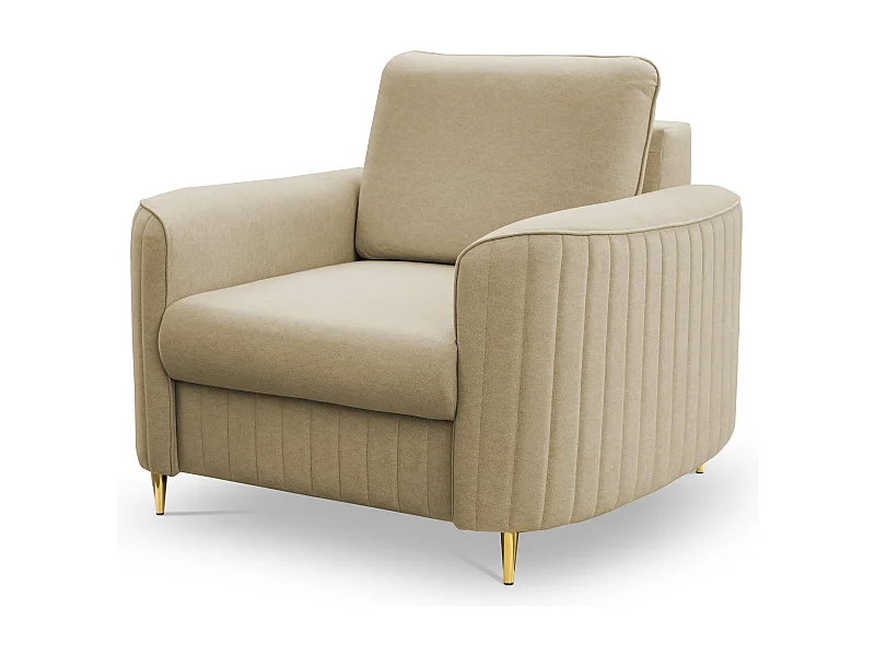 Fauteuil Élégant LAREN Moderne avec Pieds en Métal Dossier Entièrement Rembourré Mousse PUR pour un Confort Maximal 100x85x94cm BEIGE