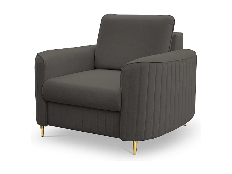 Stylowy Fotel LAREN Nowoczesny z Metalowymi Nogami W pełni Tapicerowane Oparcie Pianka PUR dla Najwyższego Komfortu 100x85x94cm CIEMNOSZARY