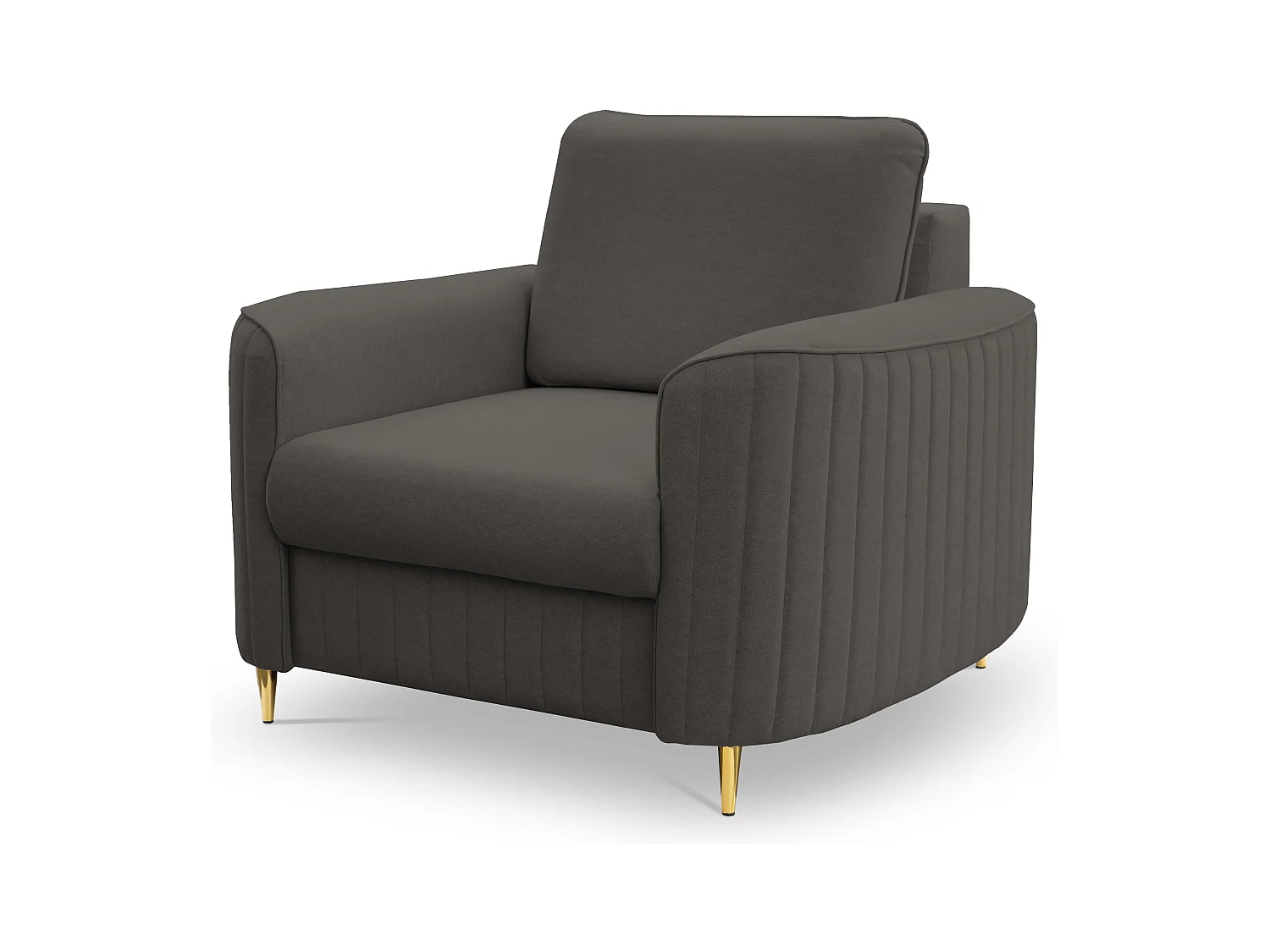 Stylowy Fotel LAREN Nowoczesny z Metalowymi Nogami W pełni Tapicerowane Oparcie Pianka PUR dla Najwyższego Komfortu 100x85x94cm CIEMNOSZARY