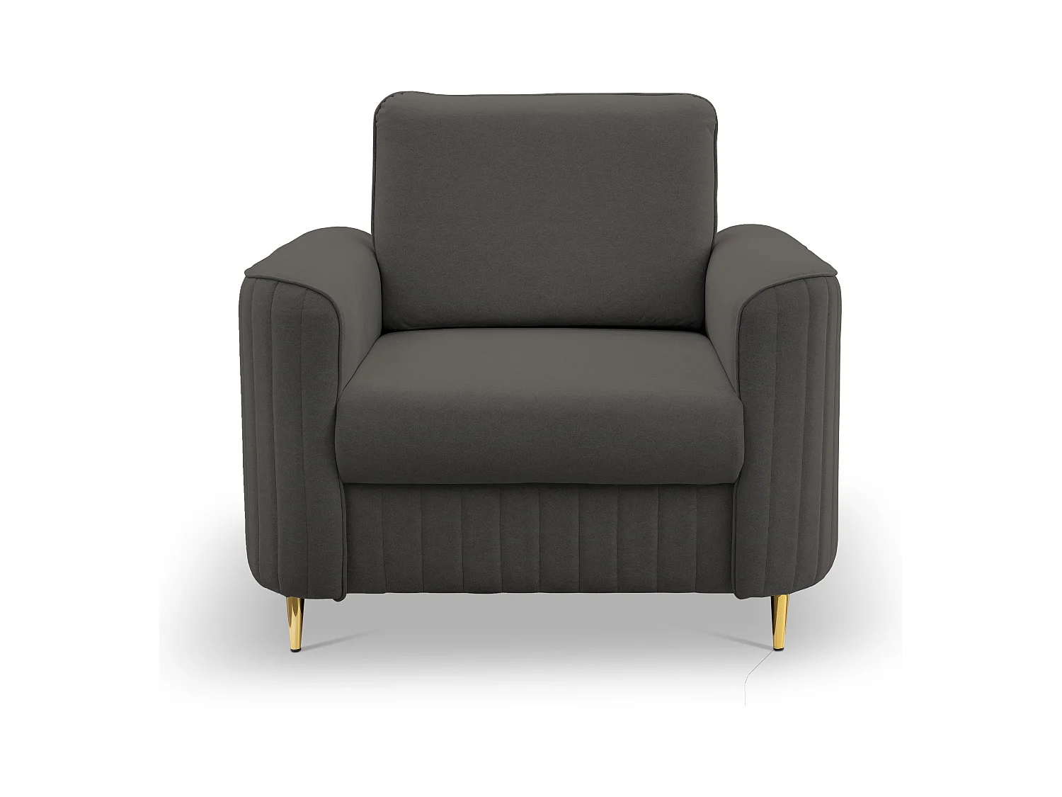 Stylowy Fotel LAREN Nowoczesny z Metalowymi Nogami W pełni Tapicerowane Oparcie Pianka PUR dla Najwyższego Komfortu 100x85x94cm CIEMNOSZARY