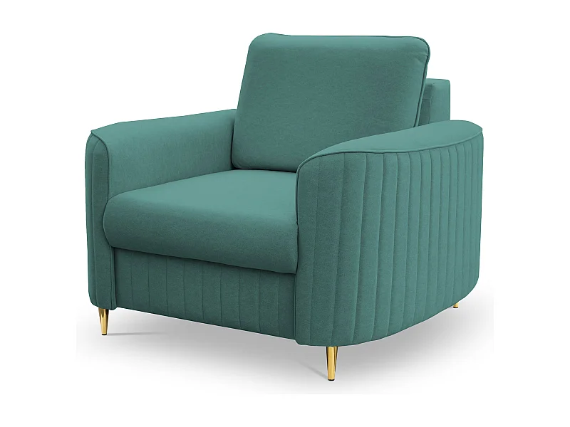 Stijlvolle Fauteuil LAREN Modern met Metalen Poten Volledig Bekleed Rugleuning PUR-Schuim voor Optimaal Comfort 100x85x94cm TURKOOISE