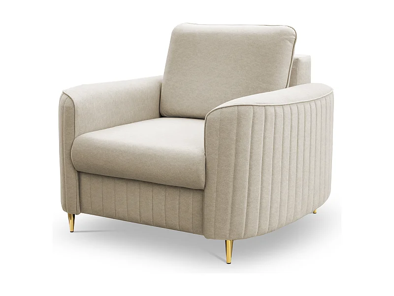 Fauteuil Élégant LAREN Moderne avec Pieds en Métal Dossier Entièrement Rembourré Mousse PUR pour un Confort Maximal 100x85x94cm CRÈME