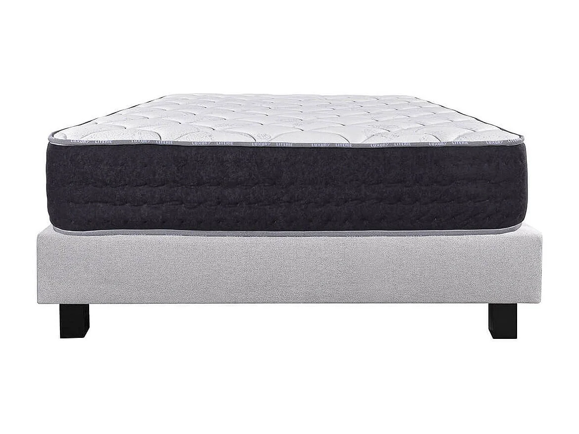 SELIAN - Ensemble Matelas Ressorts Ep.27cm + Sommier Tapissier Gris 160x200 cm