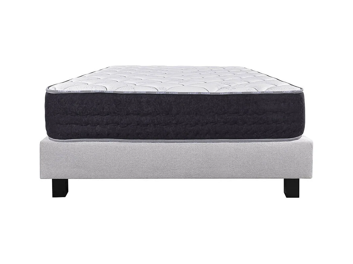 SELIAN - Ensemble Matelas Ressorts Ep.27cm + Sommier Tapissier Gris 160x200 cm