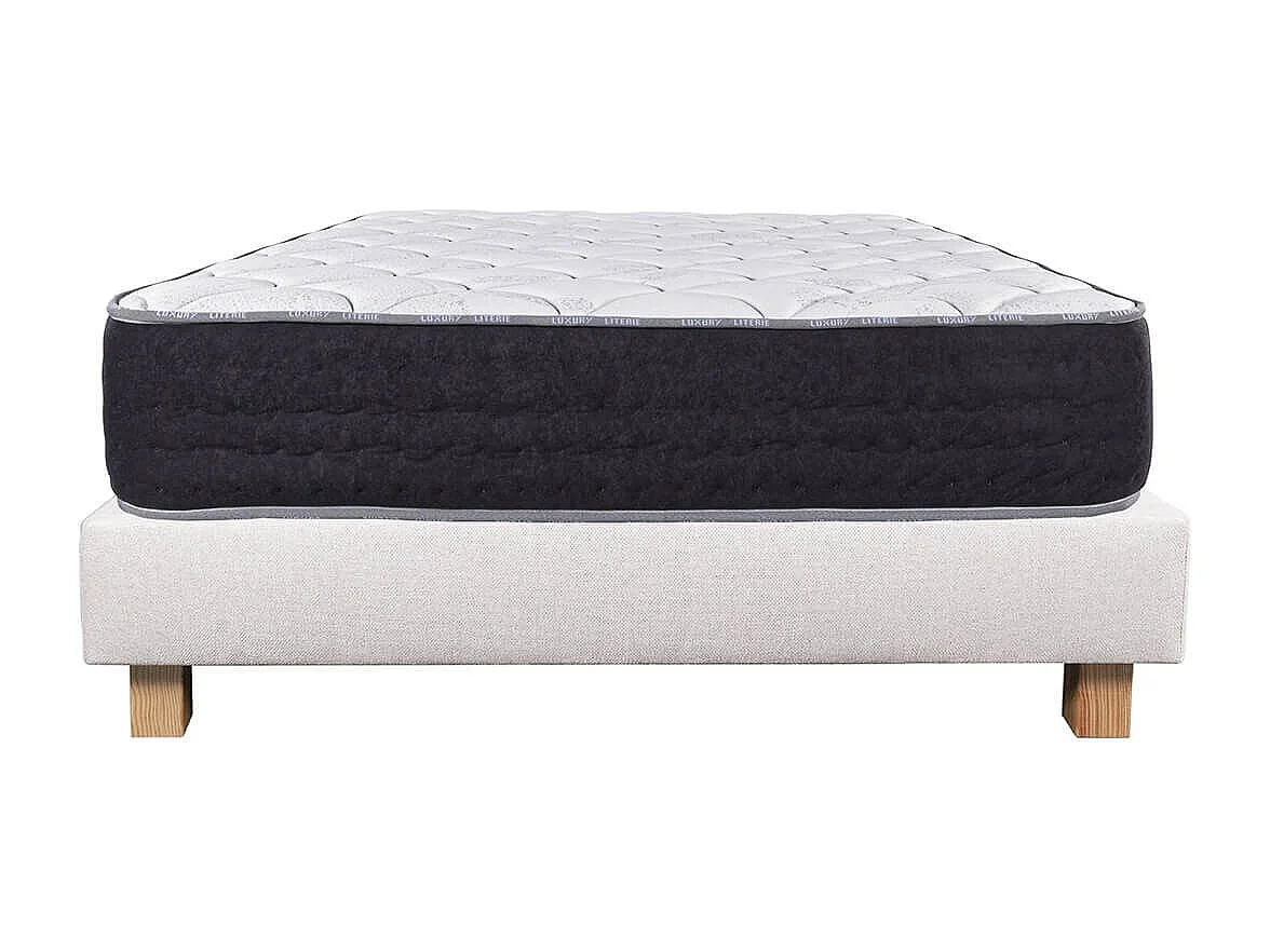 SELIAN - Ensemble Matelas Ressorts Ep.27cm + Sommier Tapissier Beige 160x200 cm