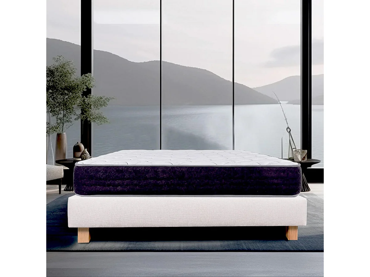 SELIAN - Ensemble Matelas Ressorts Ep.27cm + Sommier Tapissier Beige 160x200 cm