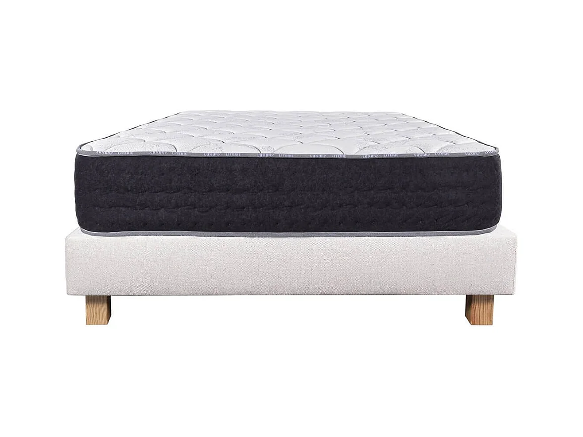 SELIAN - Ensemble Matelas Ressorts Ep.27cm + Sommier Tapissier Beige 160x200 cm