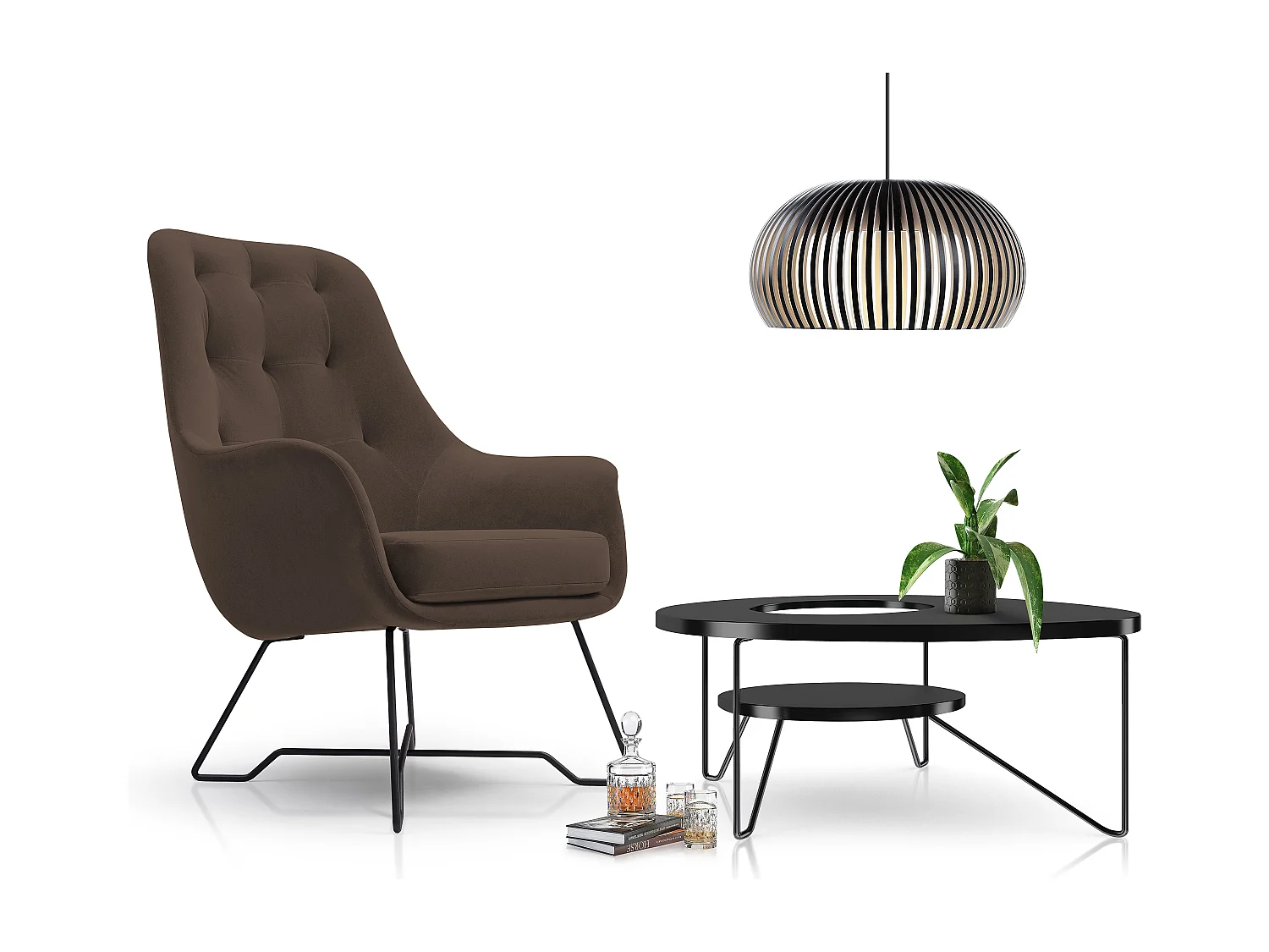 EZO Fauteuil Comfortabele Moderne Designerfauteuil Ergonomische Vulling Stabiele Poten PUR Schuim Comfort Stof 72x83x101cm BRUIN