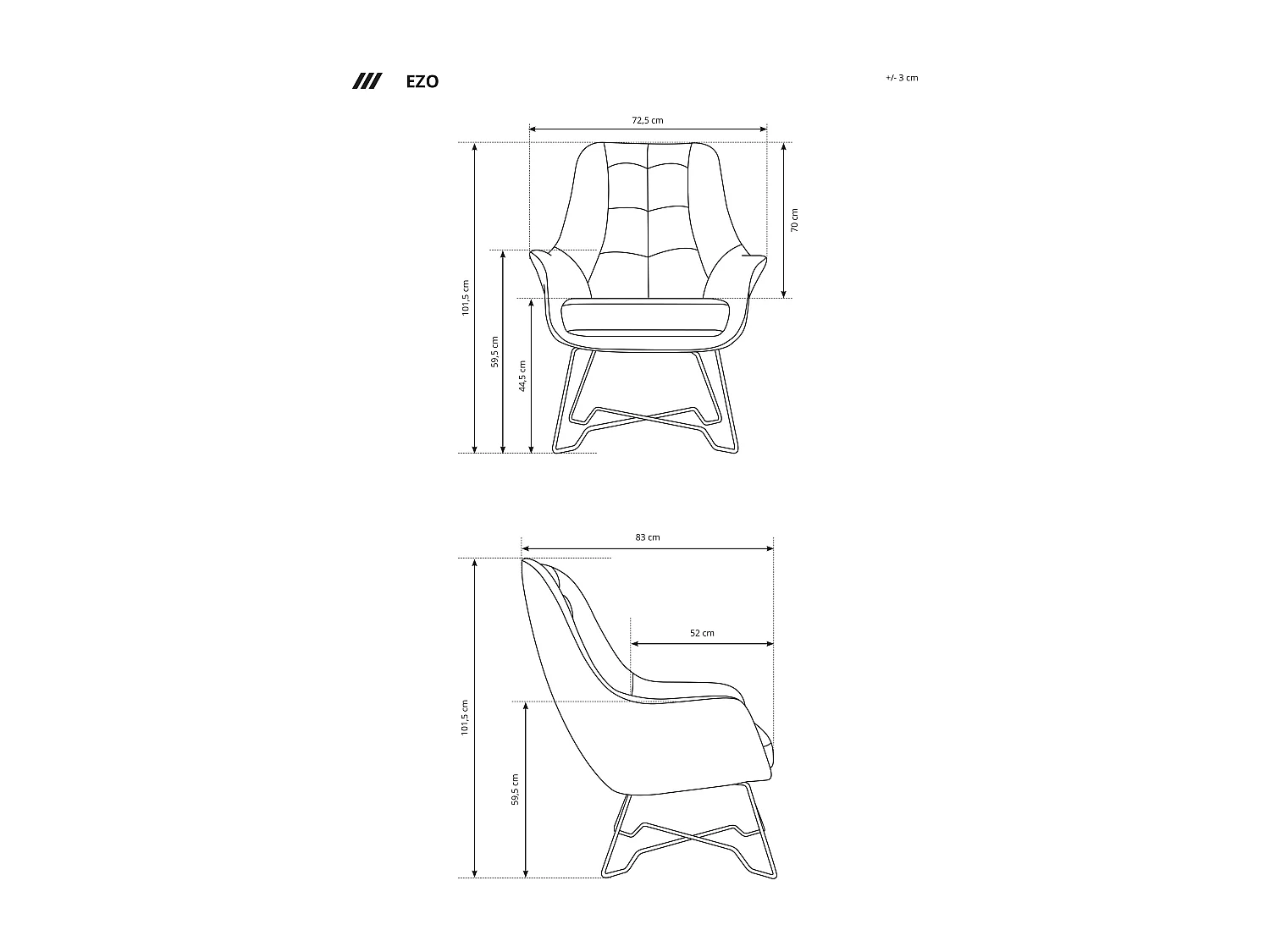 EZO Fauteuil Comfortabele Moderne Designerfauteuil Ergonomische Vulling Stabiele Poten PUR Schuim Comfort Stof 72x83x101cm RODE