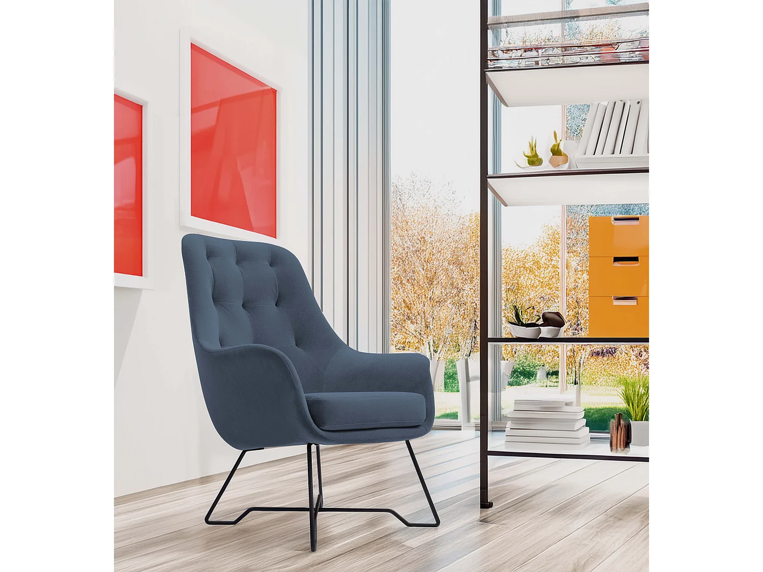 EZO Fauteuil Comfortabele Moderne Designerfauteuil Ergonomische Vulling Stabiele Poten PUR Schuim Comfort Stof 72x83x101cm BLAUW