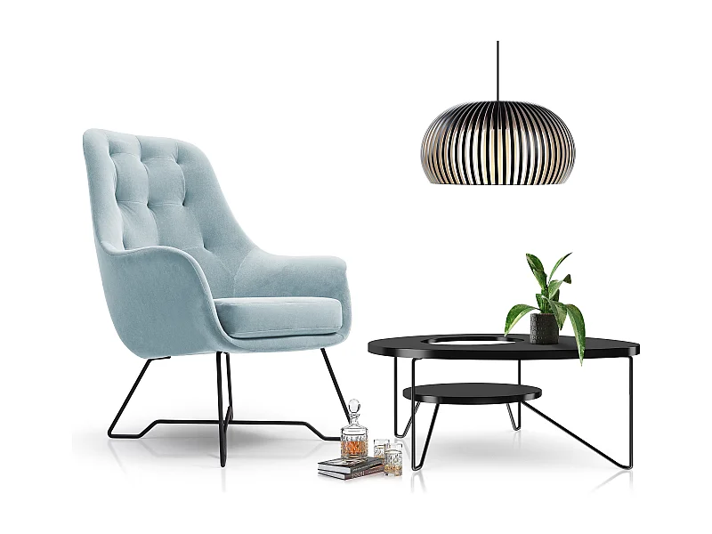 Fauteuil EZO Confortable Moderne Fauteuil Design Rembourrage Ergonomique Pieds Stables Mousse PUR Tissu Confort 72x83x101cm TURQUOISE