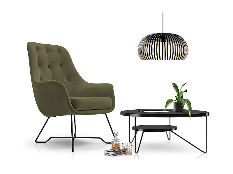 Fauteuil EZO Confortable Moderne Fauteuil Design Rembourrage Ergonomique Pieds Stables Mousse PUR Tissu Confort 72x83x101cm MENTHE