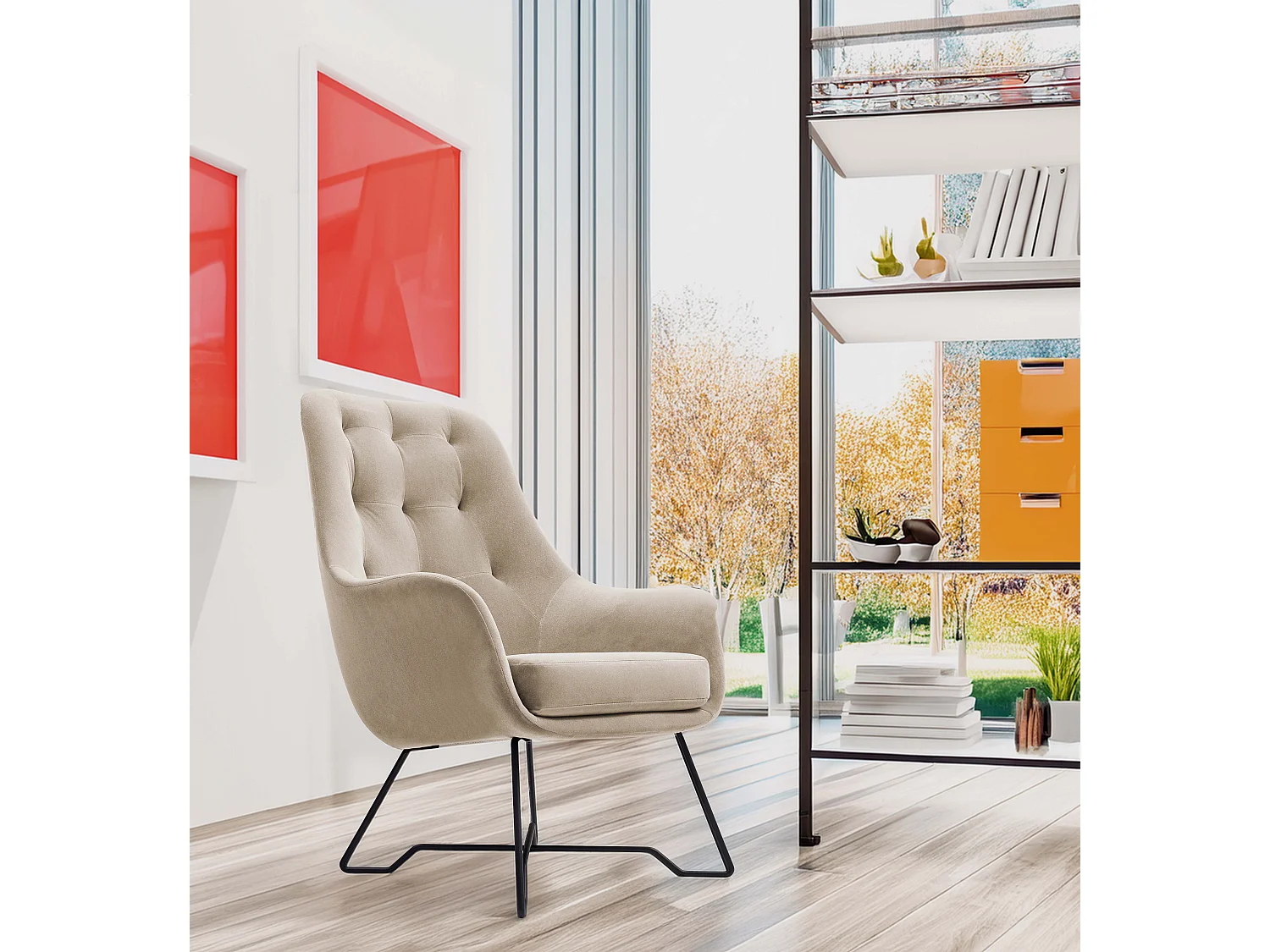 EZO Fauteuil Comfortabele Moderne Designerfauteuil Ergonomische Vulling Stabiele Poten PUR Schuim Comfort Stof 72x83x101cm DONKERBEIGE