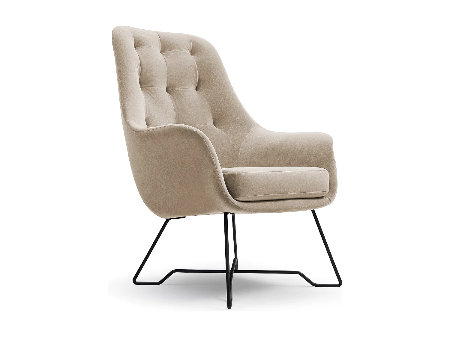 Fauteuil EZO Confortable Moderne Fauteuil Design Rembourrage Ergonomique Pieds Stables Mousse PUR Tissu Confort 72x83x101cm BEIGE FONCÉ