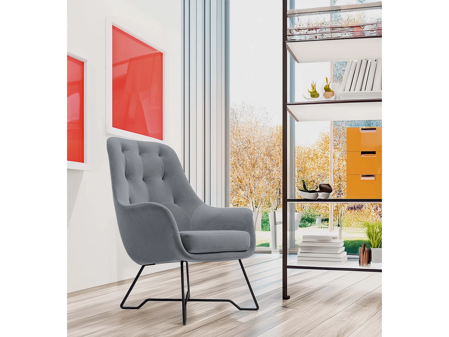 EZO Fauteuil Comfortabele Moderne Designerfauteuil Ergonomische Vulling Stabiele Poten PUR Schuim Comfort Stof 72x83x101cm GRIJS