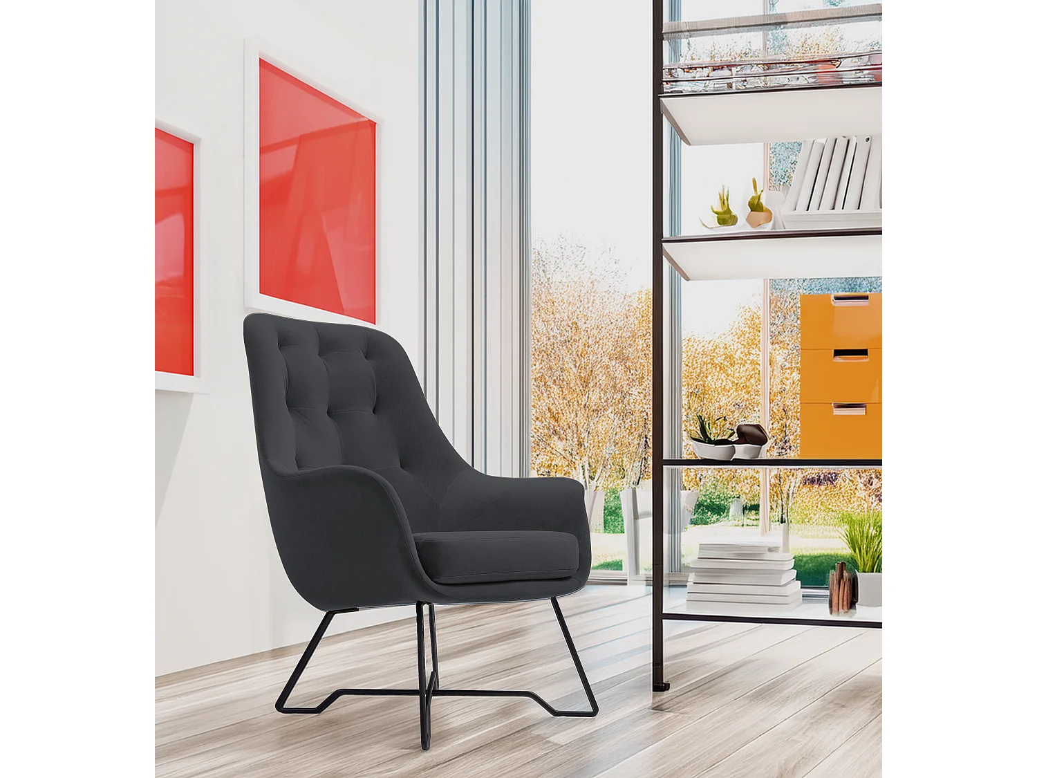 EZO Fauteuil Comfortabele Moderne Designerfauteuil Ergonomische Vulling Stabiele Poten PUR Schuim Comfort Stof 72x83x101cm GRAFIT