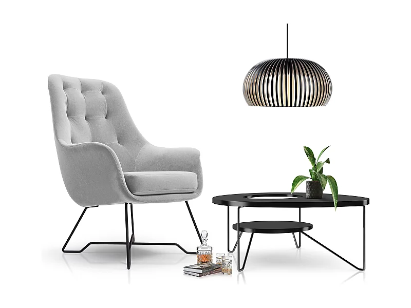 Fauteuil EZO Confortable Moderne Fauteuil Design Rembourrage Ergonomique Pieds Stables Mousse PUR Tissu Confort 72x83x101cm GRIS CLAIR