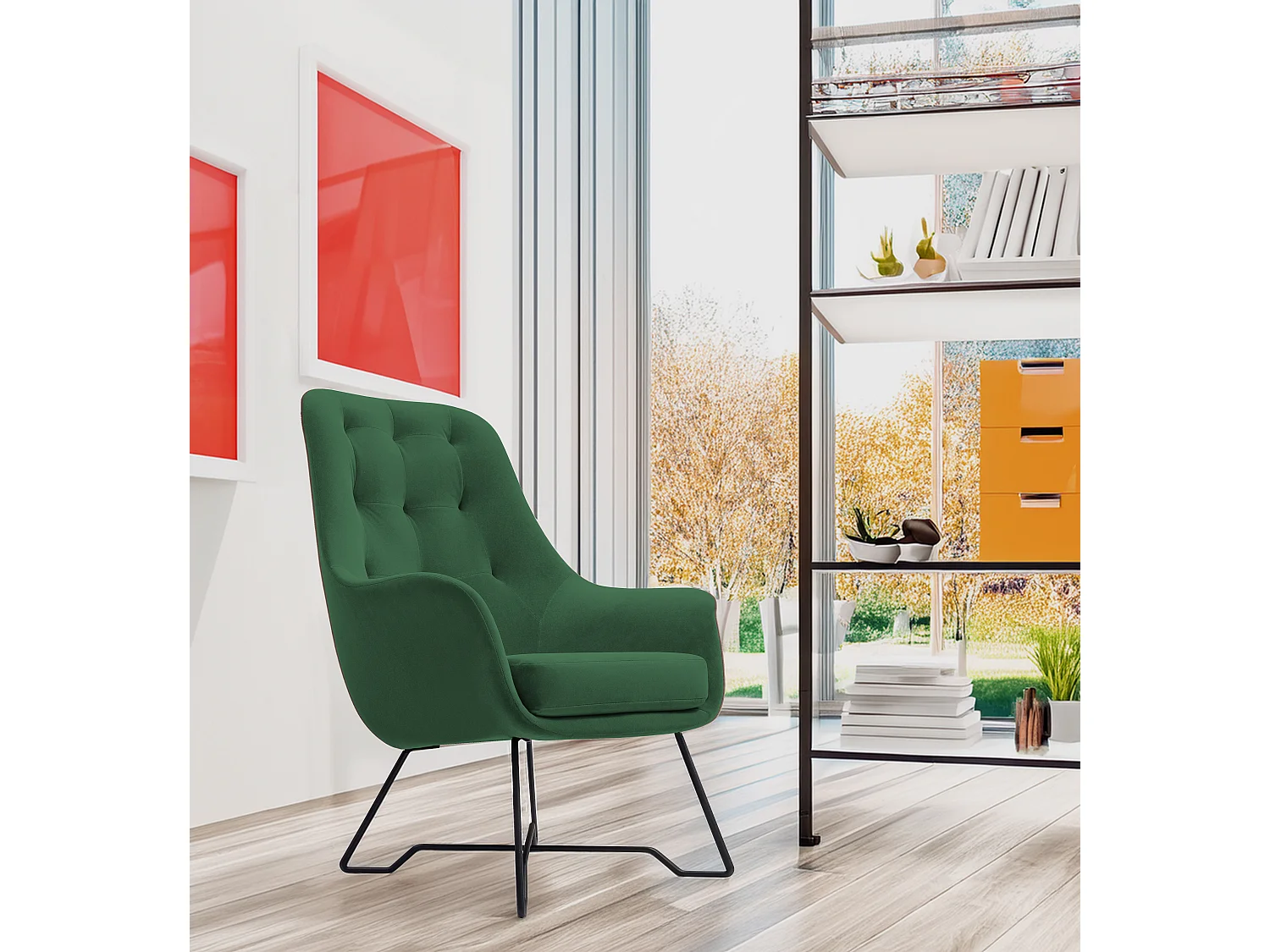 EZO Fauteuil Comfortabele Moderne Designerfauteuil Ergonomische Vulling Stabiele Poten PUR Schuim Comfort Stof 72x83x101cm GROEN