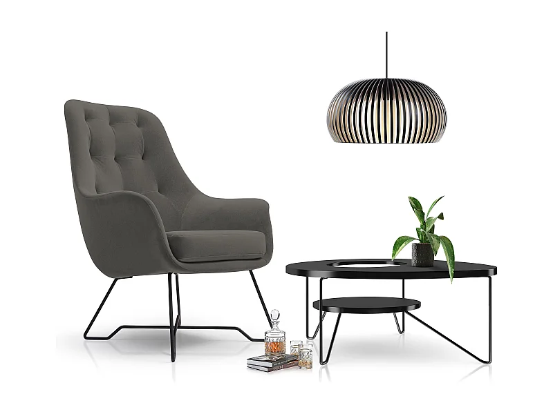 EZO Fauteuil Comfortabele Moderne Designerfauteuil Ergonomische Vulling Stabiele Poten PUR Schuim Comfort Stof 72x83x101cm DONKERGRIJS