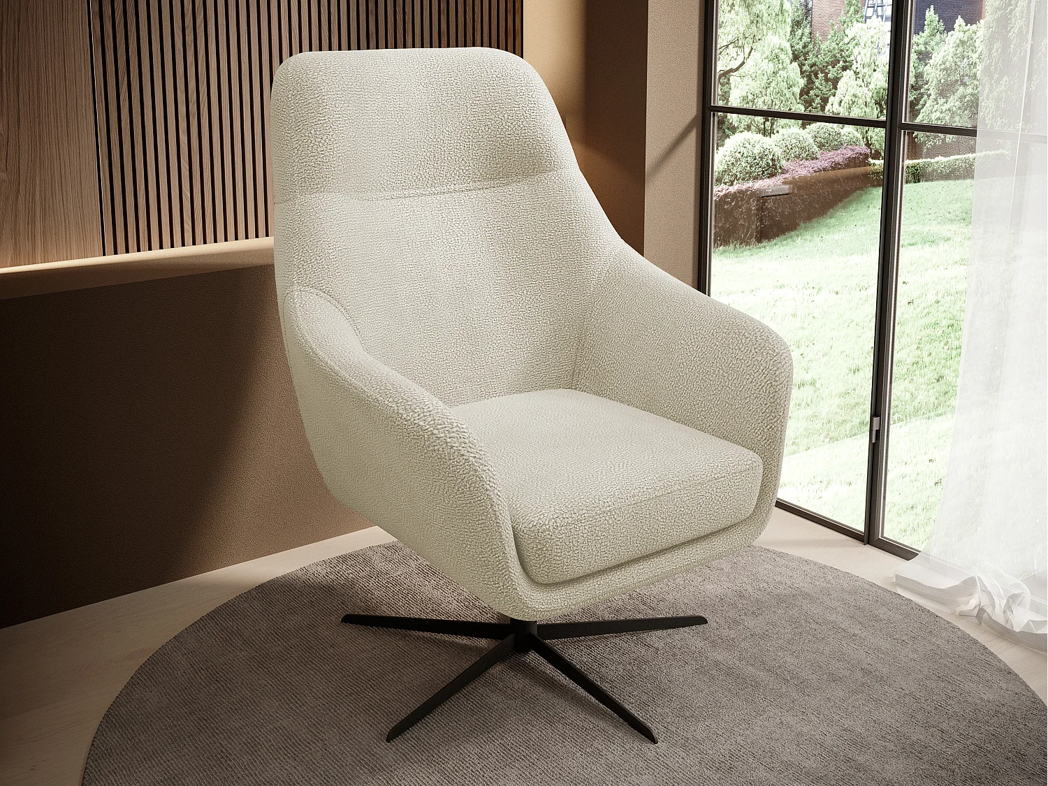 Relax Collection Fauteuil pivotant CUBO – Confortable, pivotant, design moderne, 76x97x76 cm, couleur : Beige