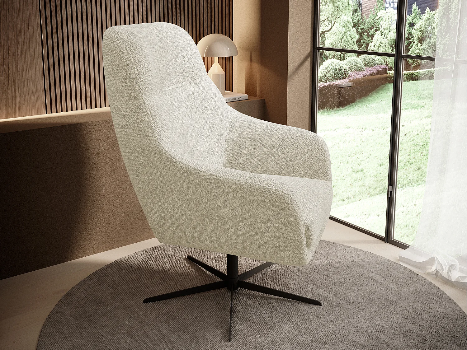 Relax Collection Fauteuil pivotant CUBO – Confortable, pivotant, design moderne, 76x97x76 cm, couleur : Beige