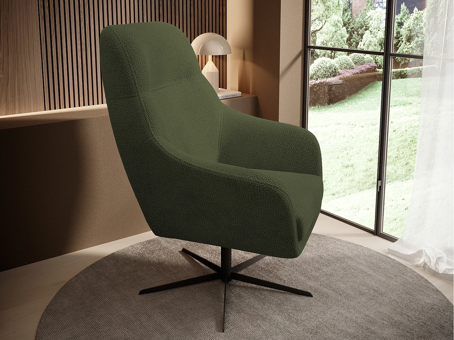 Relax Collection Fauteuil pivotant CUBO – Confortable, pivotant, design moderne, 76x97x76 cm, couleur : Vert