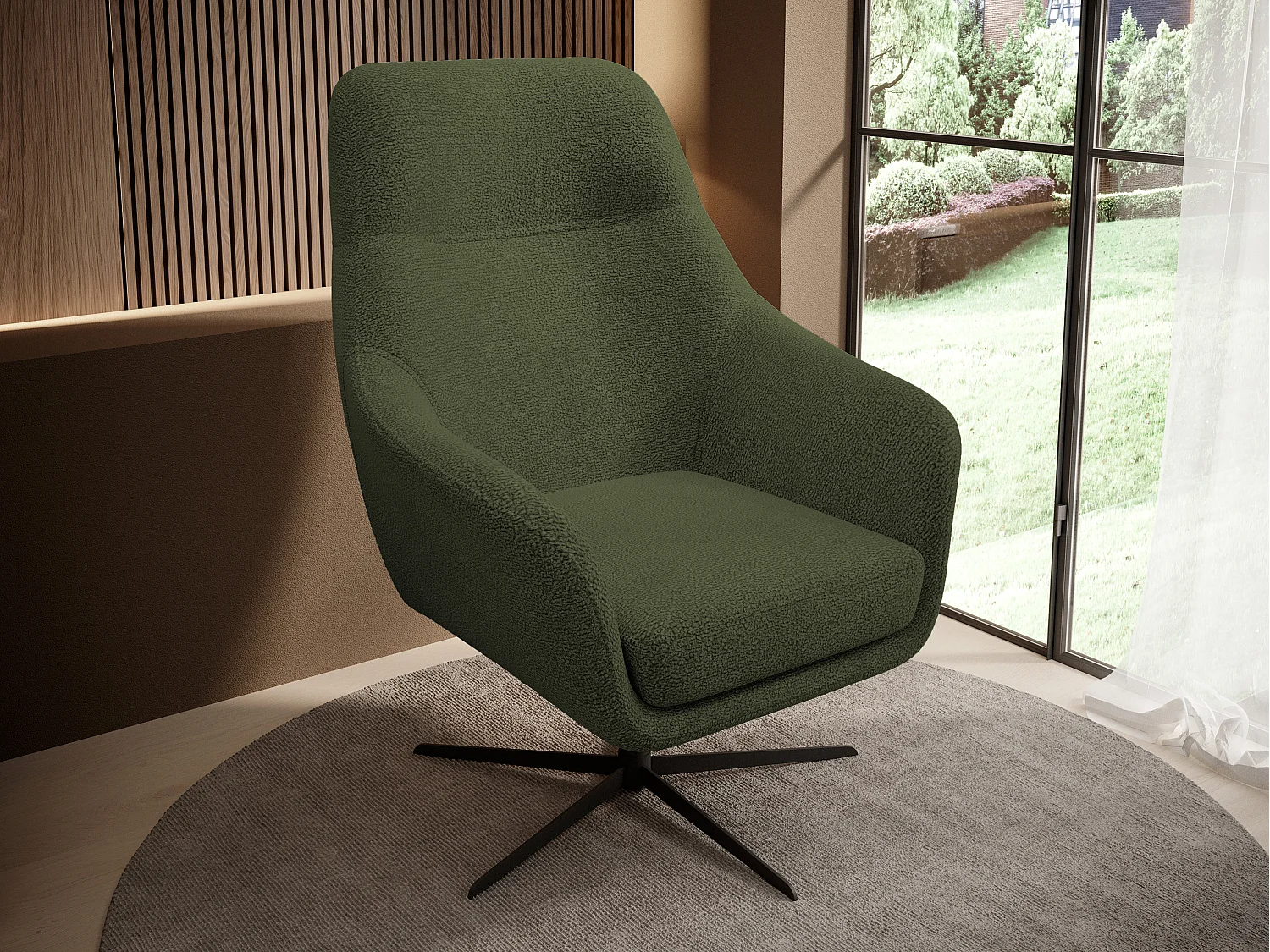 Relax Collection Fauteuil pivotant CUBO – Confortable, pivotant, design moderne, 76x97x76 cm, couleur : Vert